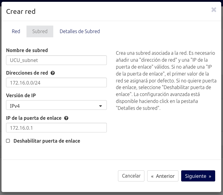 Configuración de subred